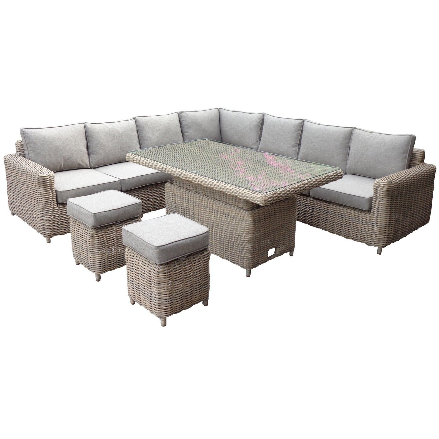 AMALFI COLLECTION | Outdoor Large Corner Dining Set with Riser Table & 2 Stools Garden Furniture TYFFI HOME