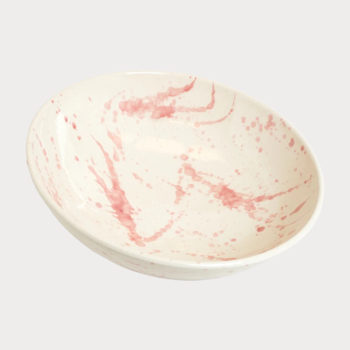 Handmade Rose Splattered Ceramic Serving Bowl Spanish Kitchenware
