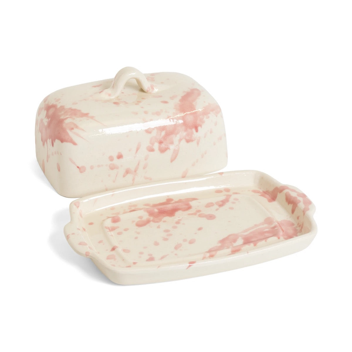 Handmade Rose Splattered Ceramic Butter Dish | Spanish Kitchenware Tableware TYFFI HOME