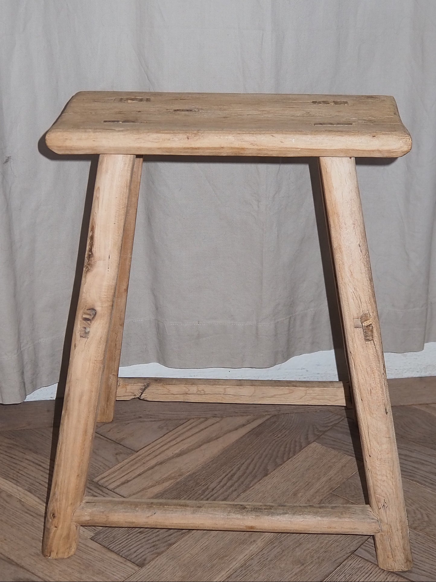 ELVA | Vintage Rustic Elm Wood Stool | Medium Stool TYFFI HOME