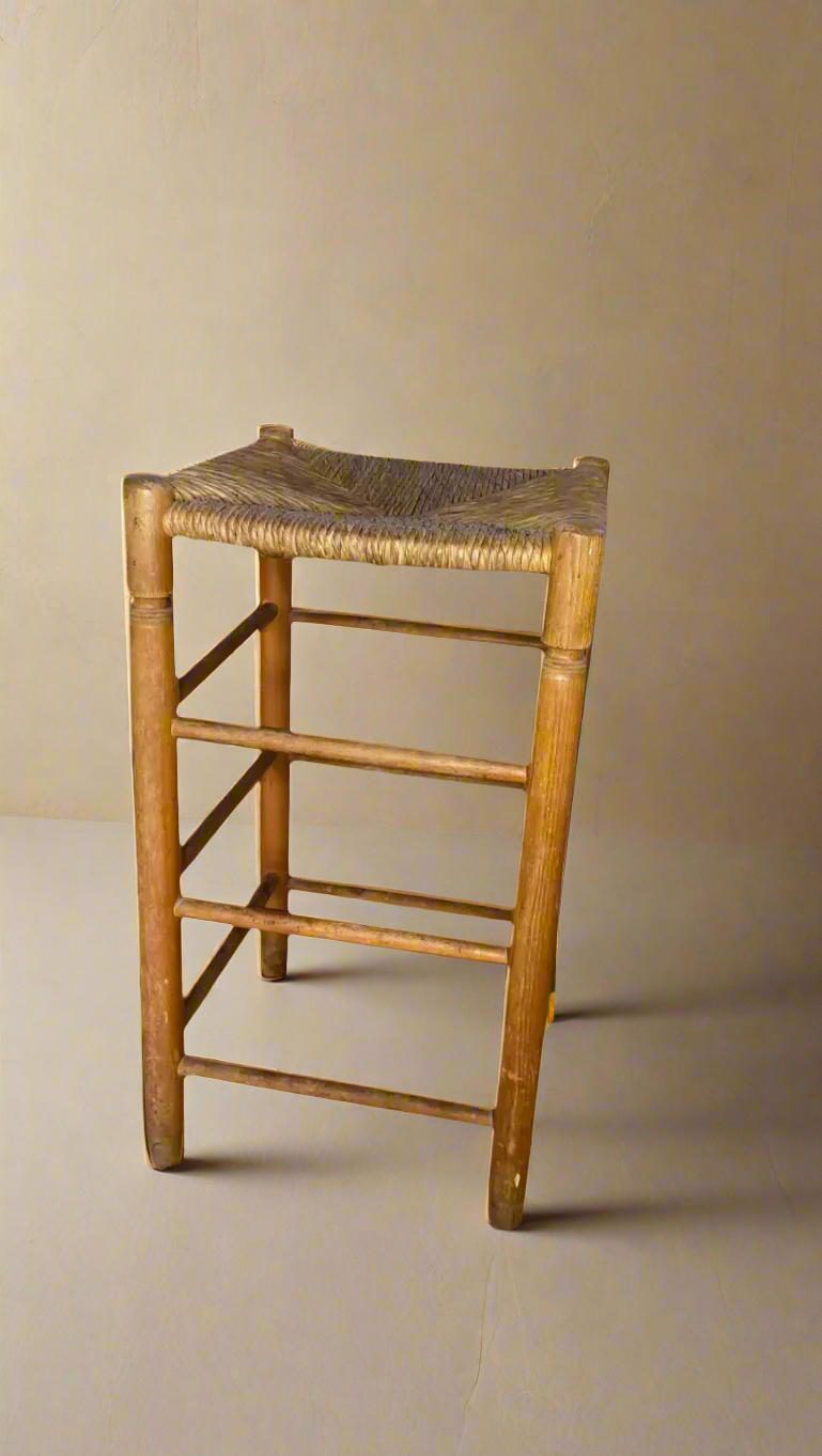 ETTA | Large Wicker Topped Stool TYFFI HOME