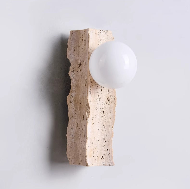 SOLARA | Travertine Globe Wall Light Wall Light TYFFI HOME