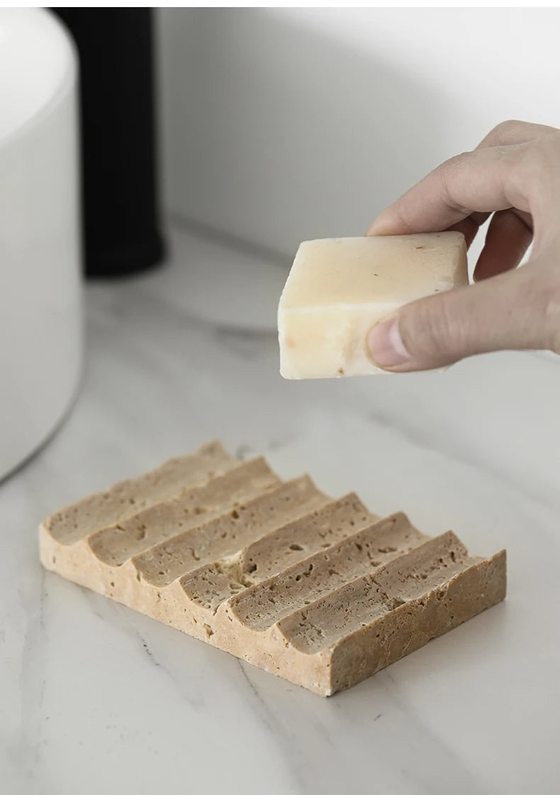 ARIN | Travertine Wave Soap Dish