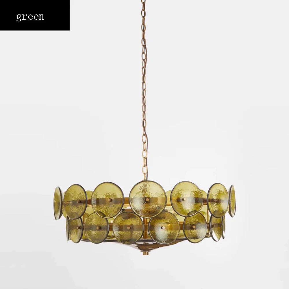 Green chandelier with a white background