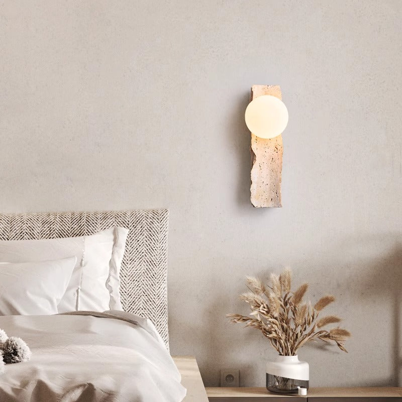SOLARA | Travertine Globe Wall Light Wall Light TYFFI HOME