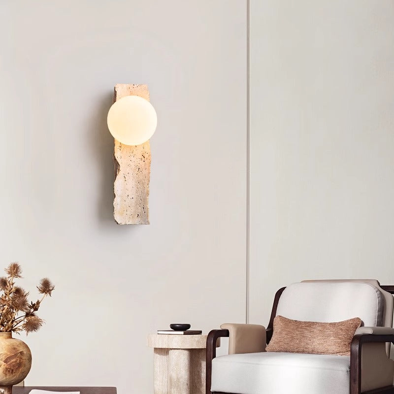 SOLARA | Travertine Globe Wall Light Wall Light TYFFI HOME