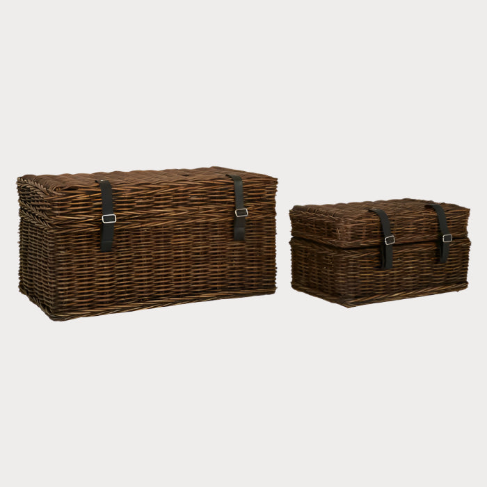 TALA | Indonesian Wicker Trunk Set of 2 with Leather Straps STORAGE TYFFI HOME