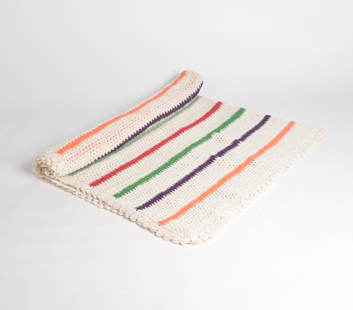 CARNIVAL | Striped Multicolour Crochet Throw