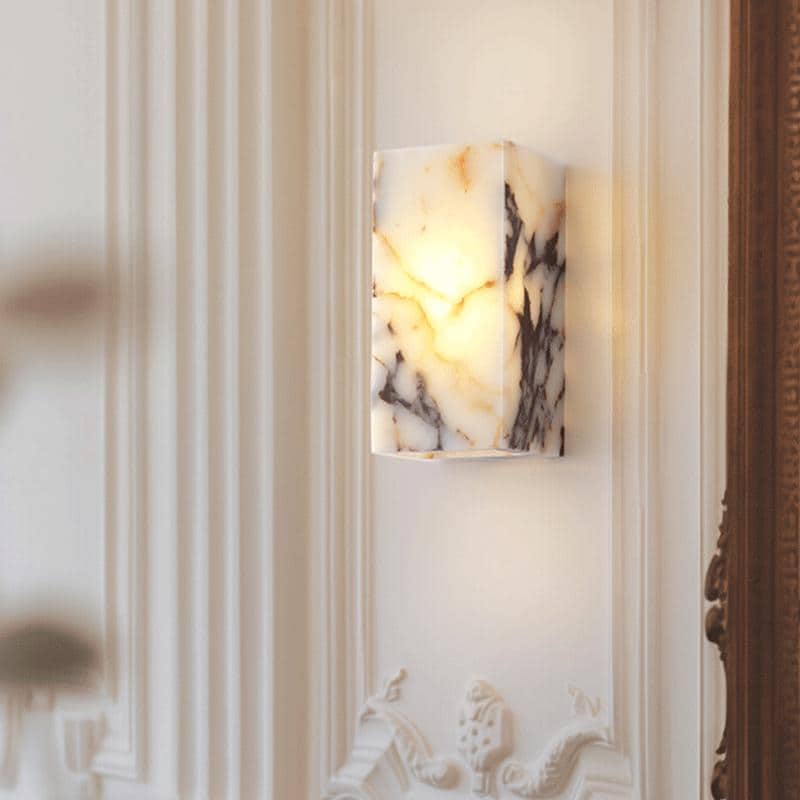 MARAIS | Rectangular Marble Sconce Hand Crafted stone lighting TYFFI HOME