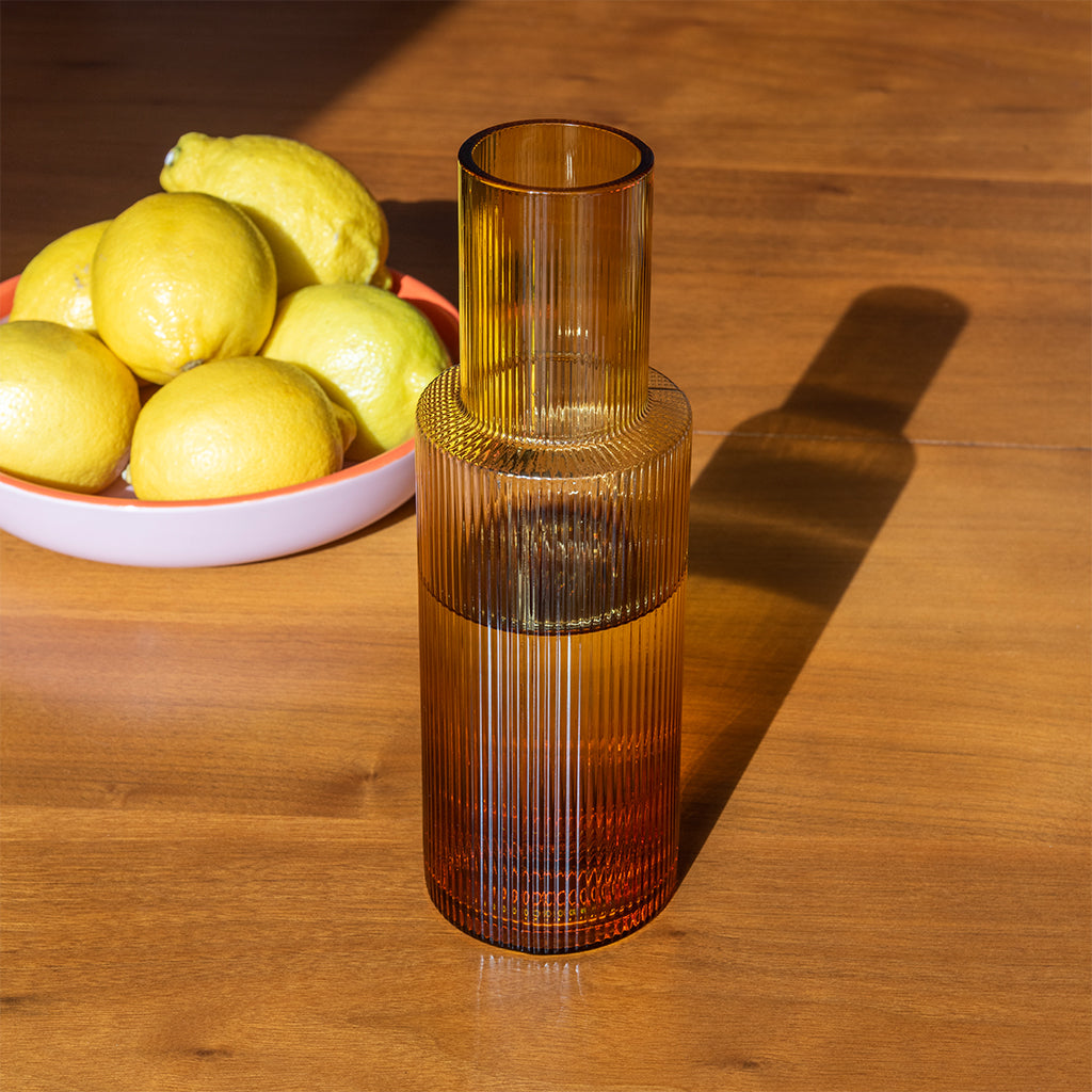 Ribbed Glass Carafe - Amber Carafe TYFFI HOME