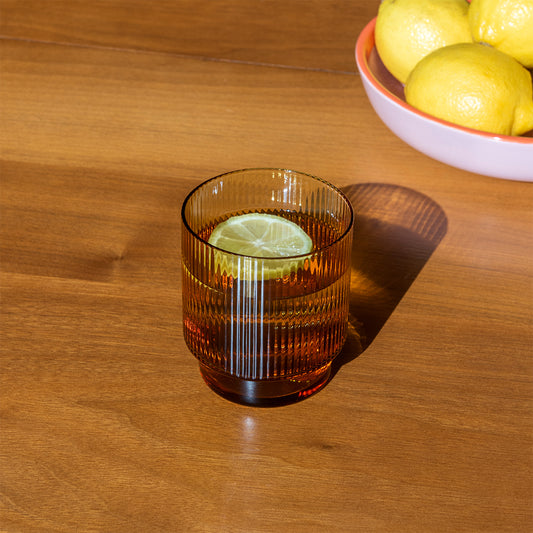 Ribbed Glass Tumbler - Amber Glass TYFFI HOME
