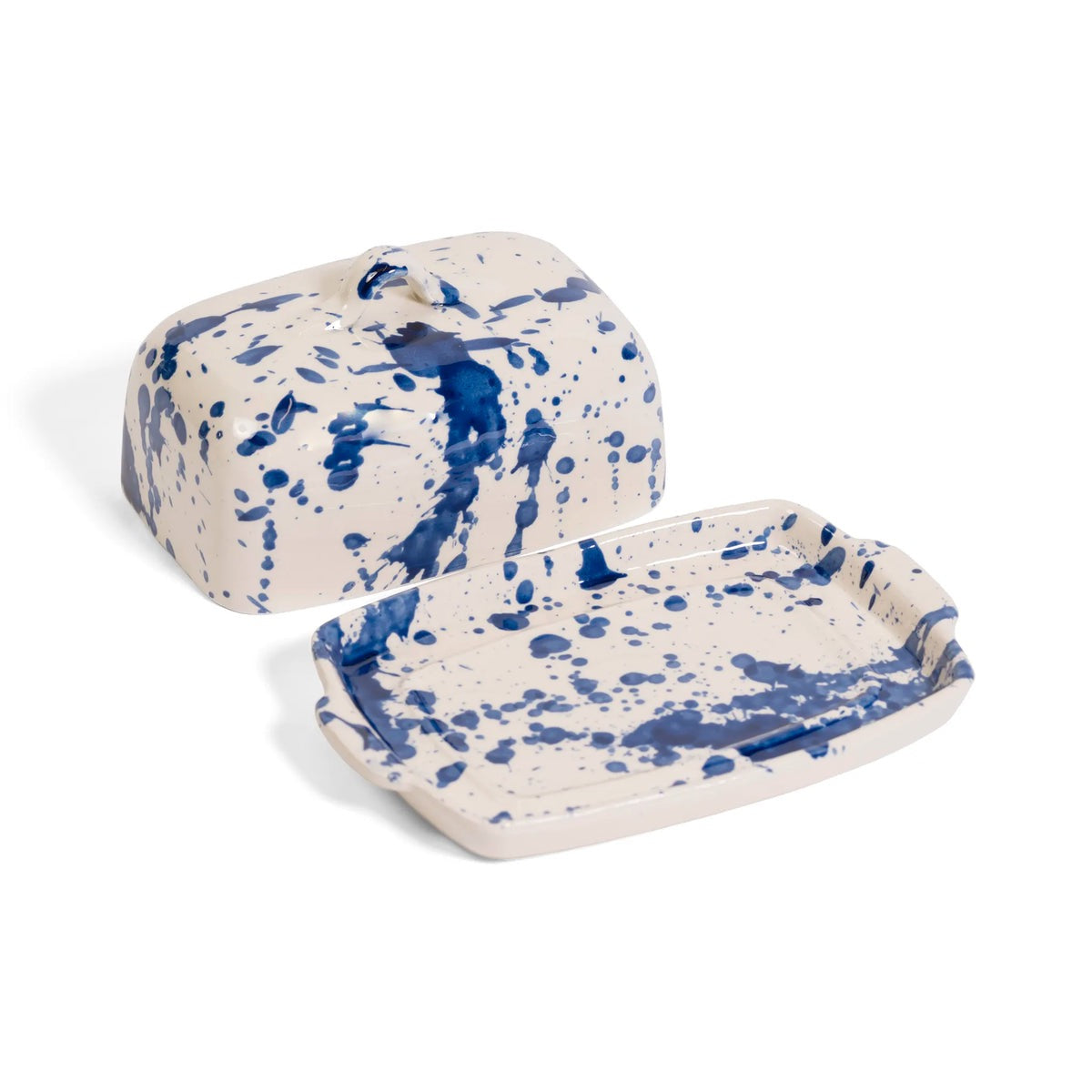 Handmade Blue Splattered Ceramic Butter Dish | Spanish Kitchenware Tableware TYFFI HOME
