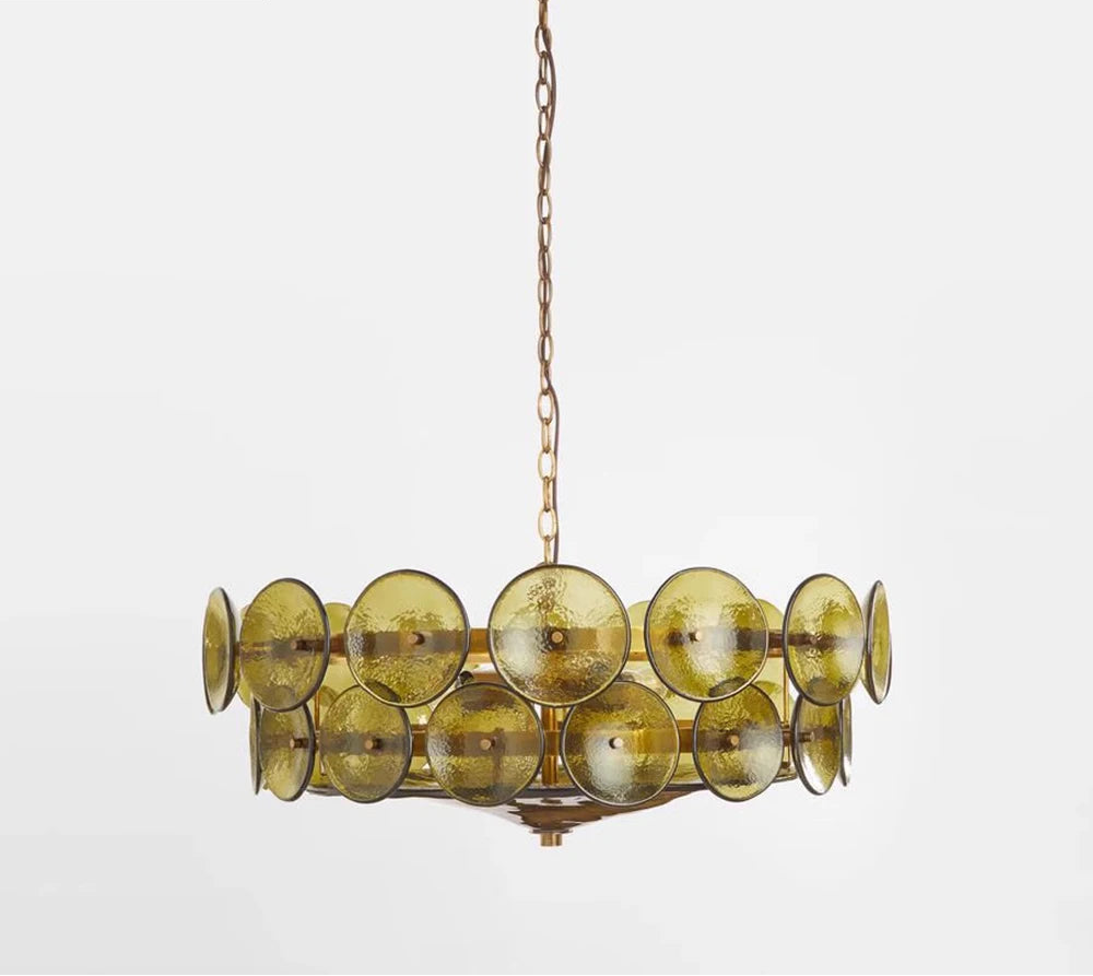 Green chandelier with a white background