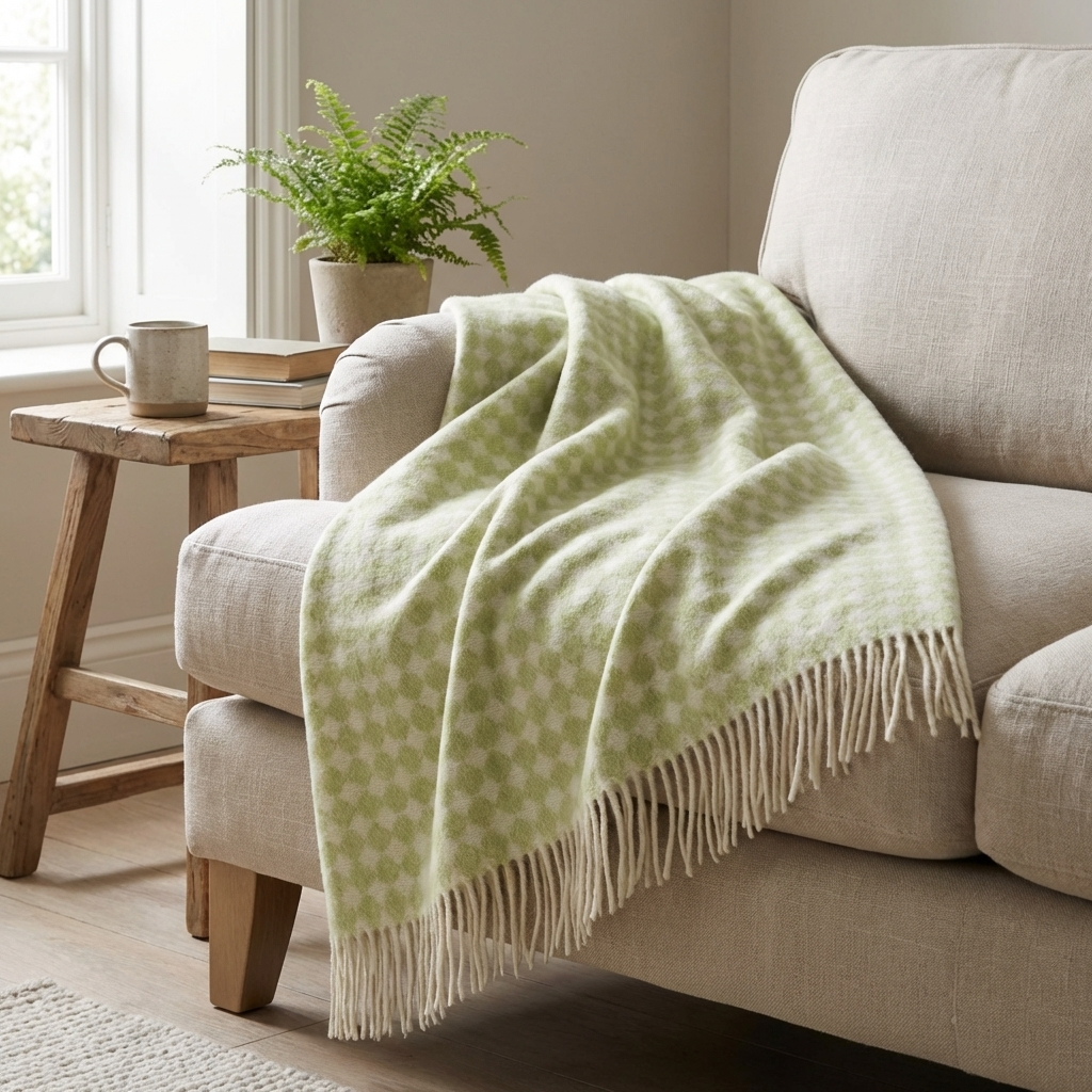 Windermere Jaquard Throw in Apple | British Pure Wool Blanket Throw TYFFI HOME