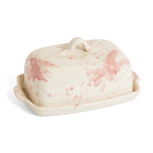 Handmade Blue Splattered Ceramic Butter Dish | Spanish Kitchenware Rose Tableware TYFFI HOME