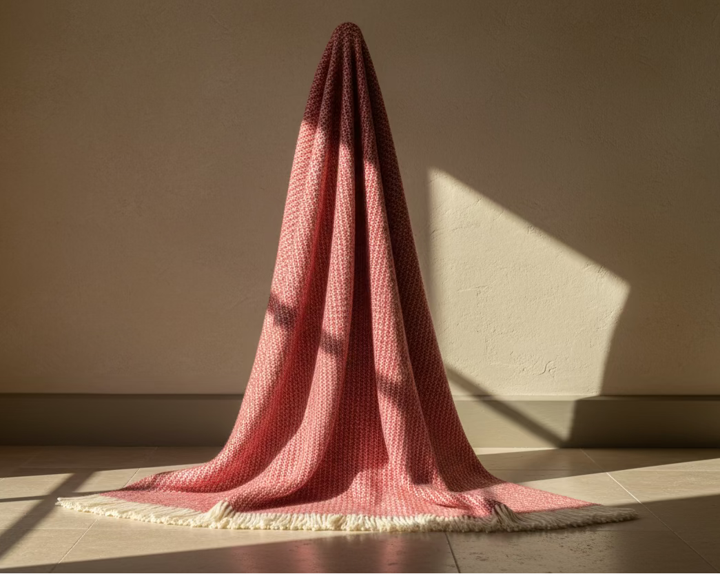 Red wool Throw draped