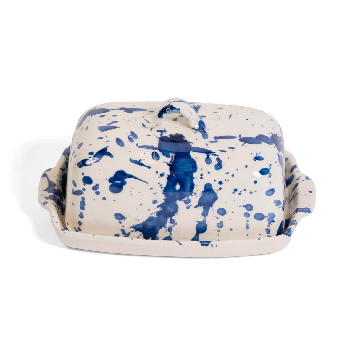 Handmade Blue Splattered Ceramic Butter Dish | Spanish Kitchenware Blue Tableware TYFFI HOME