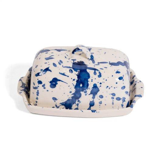 Handmade Blue Splattered Ceramic Butter Dish | Spanish Kitchenware Blue Tableware TYFFI HOME