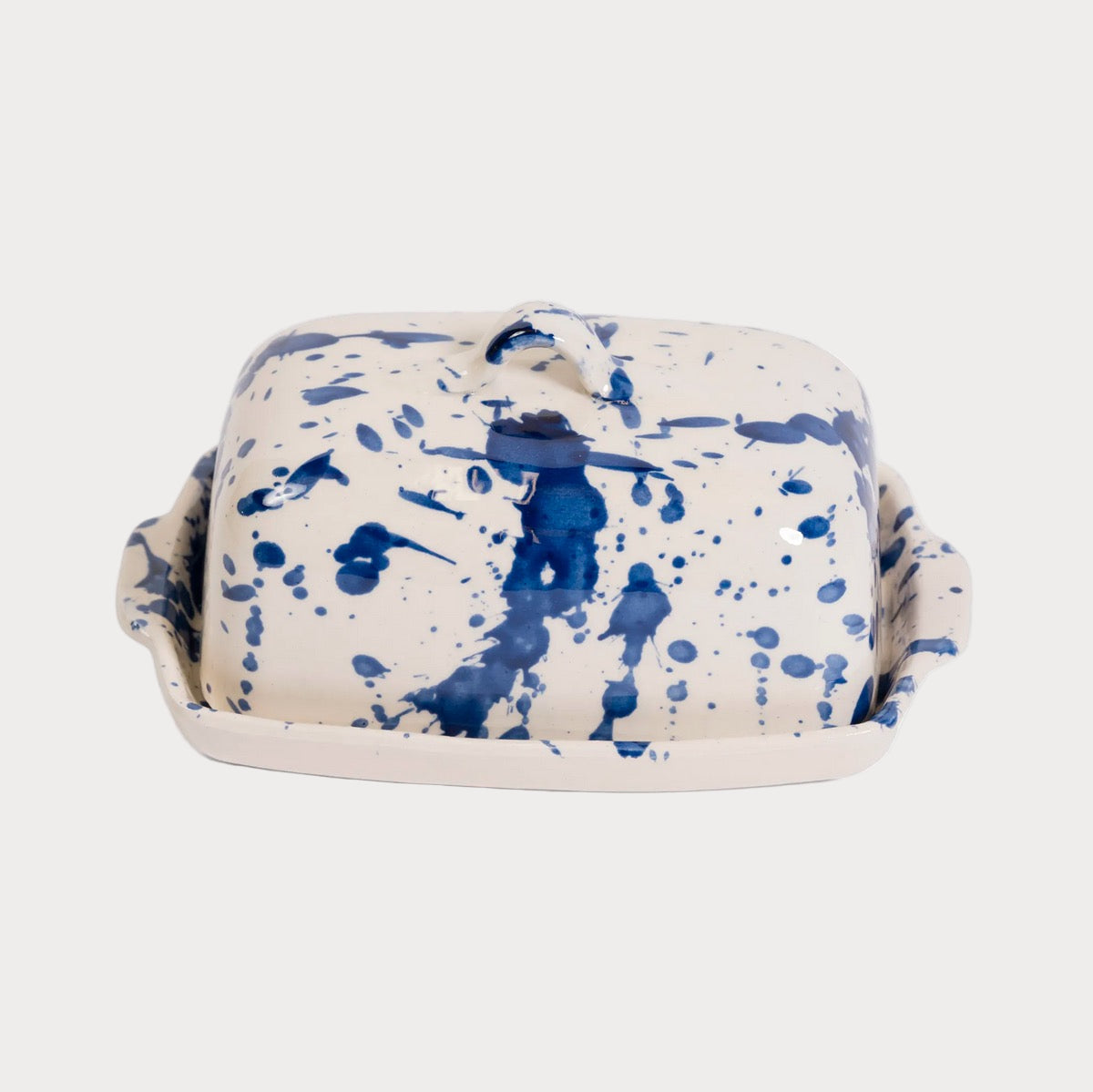 Handmade Blue Splattered Ceramic Butter Dish | Spanish Kitchenware Blue Tableware TYFFI HOME