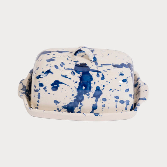 Handmade Blue Splattered Ceramic Butter Dish | Spanish Kitchenware Blue Tableware TYFFI HOME