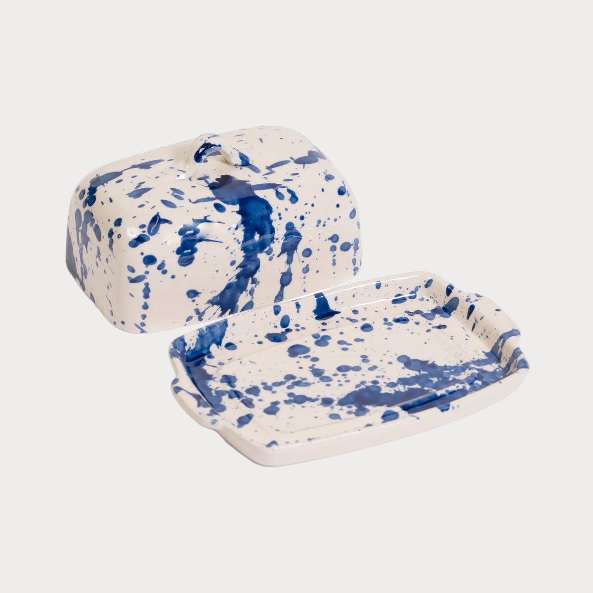 Handmade Blue Splattered Ceramic Butter Dish | Spanish Kitchenware Tableware TYFFI HOME