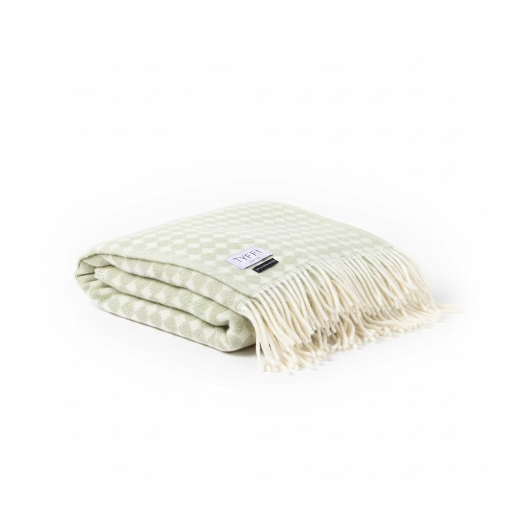 Windermere Jaquard Throw in Sage | British Pure Wool Blanket