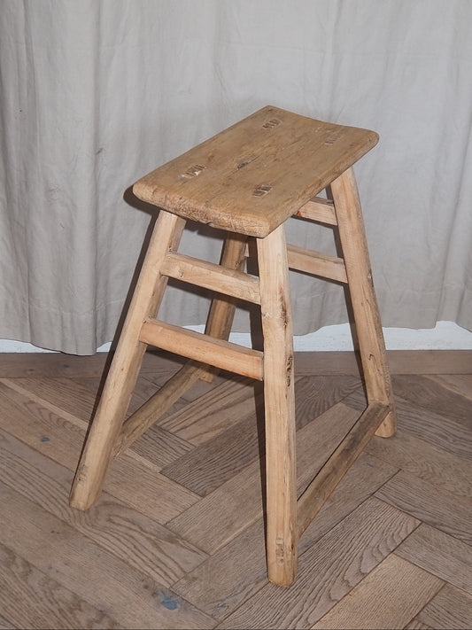 ELVA | Vintage Rustic Elm Wood Stool | Medium Stool TYFFI HOME