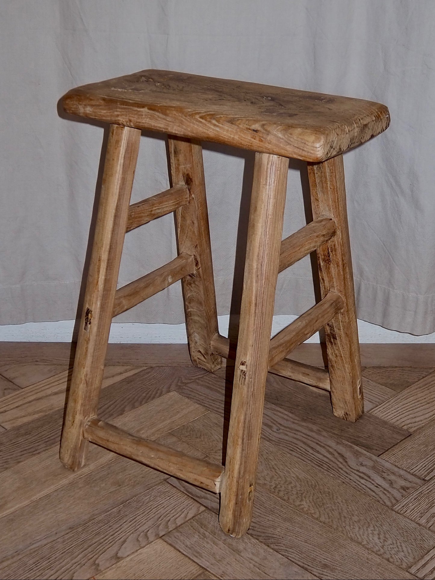 AVA | Vintage Rustic Elm Wood Stool - Medium Stool TYFFI HOME