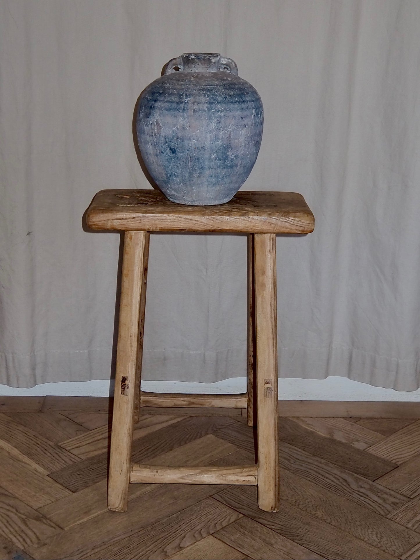 AVA | Vintage Rustic Elm Wood Stool - Medium Stool TYFFI HOME