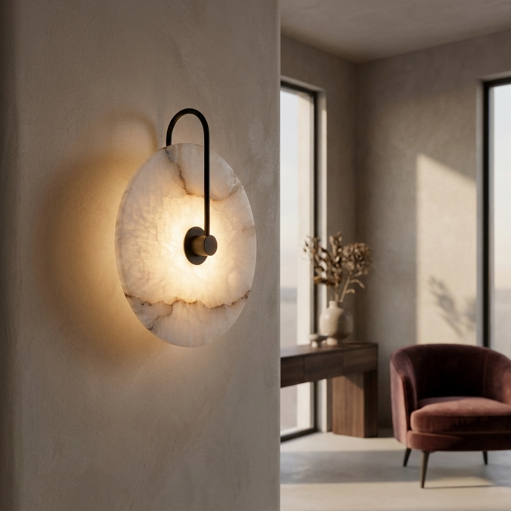 Architectural wall light with Alabaster Stone