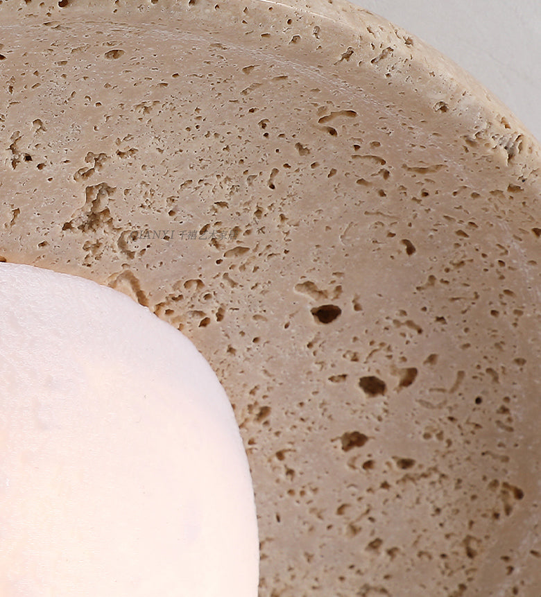 ZENORA | Circular Travertine Wall Light With Globe Wall Light TYFFI HOME