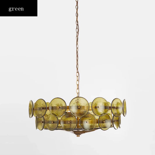 Green chandelier with a white background