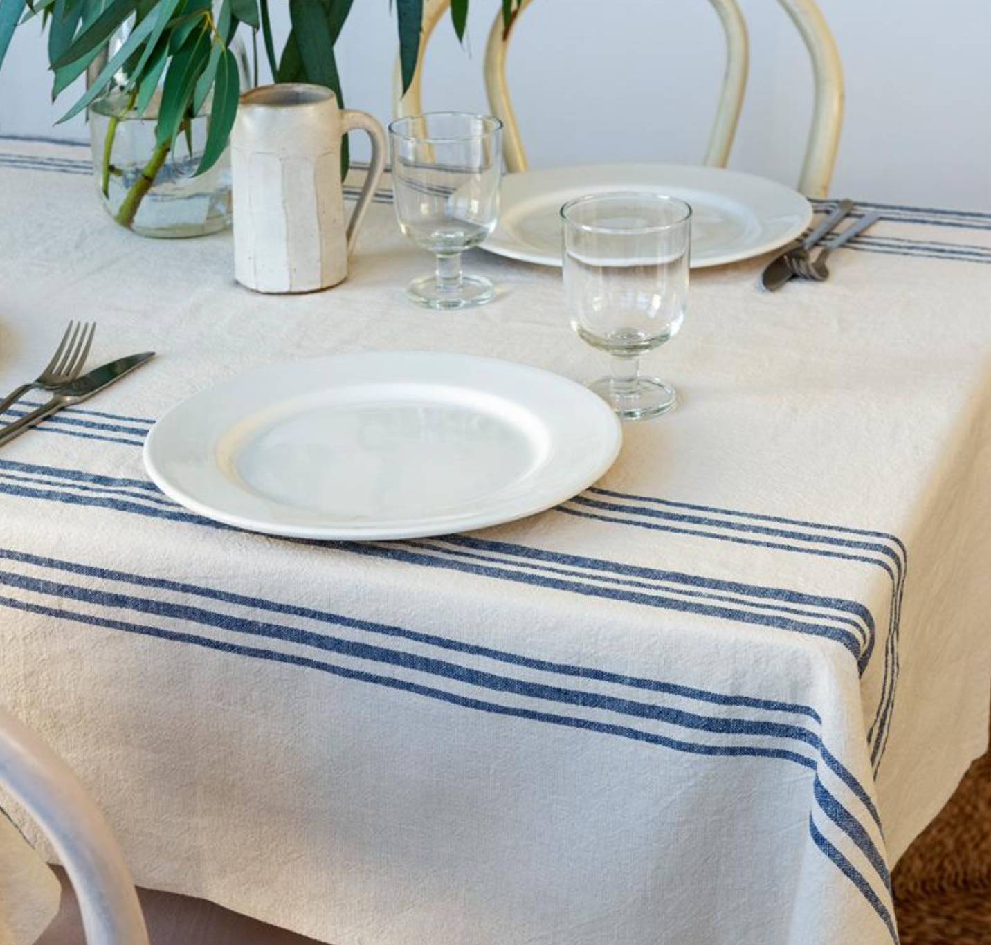 Heritage Striped Linen Tablecloth – 100% Belgian Linen
