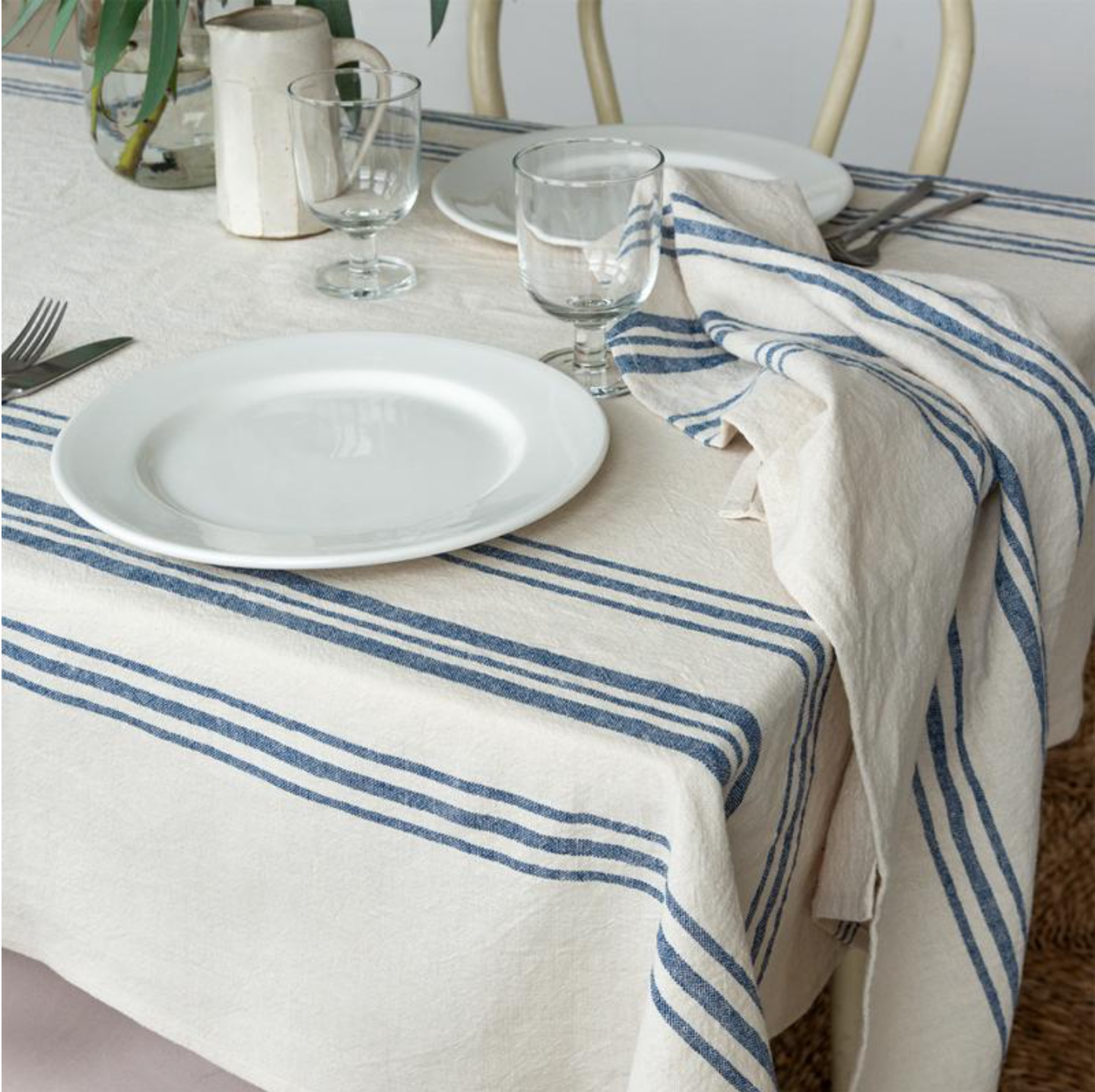 Heritage Striped Linen Tablecloth – 100% Belgian Linen
