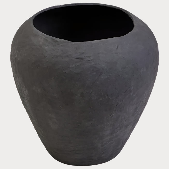 KALA | Handcrafted Indian Cotton Mache Black Platter Urn Earthenware TYFFI HOME