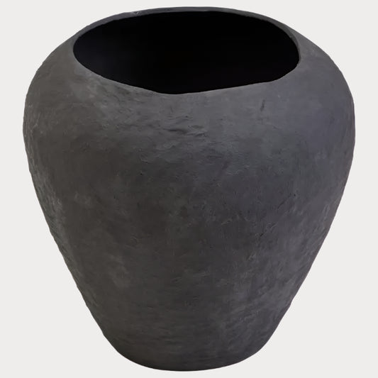KALA | Handcrafted Indian Cotton Mache Black Platter Urn Earthenware TYFFI HOME