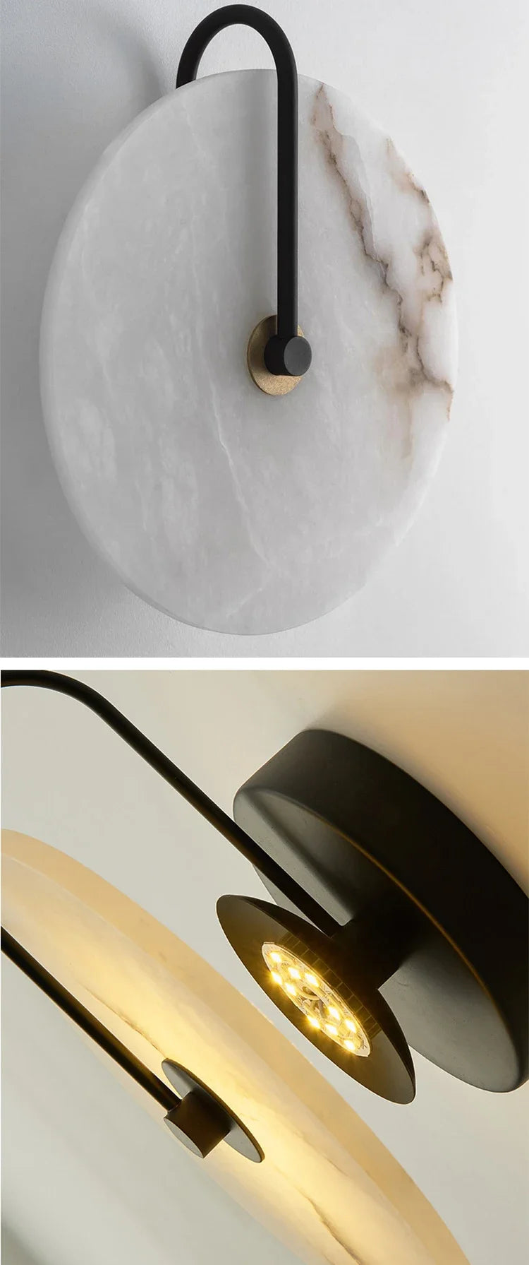 ORBIT | Circular sconce with black detailing.