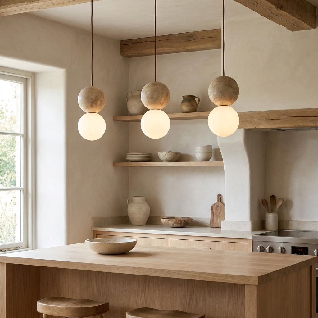 TERRA Sculptural Stone Orb Pendant Light Pendant Light TYFFI HOME