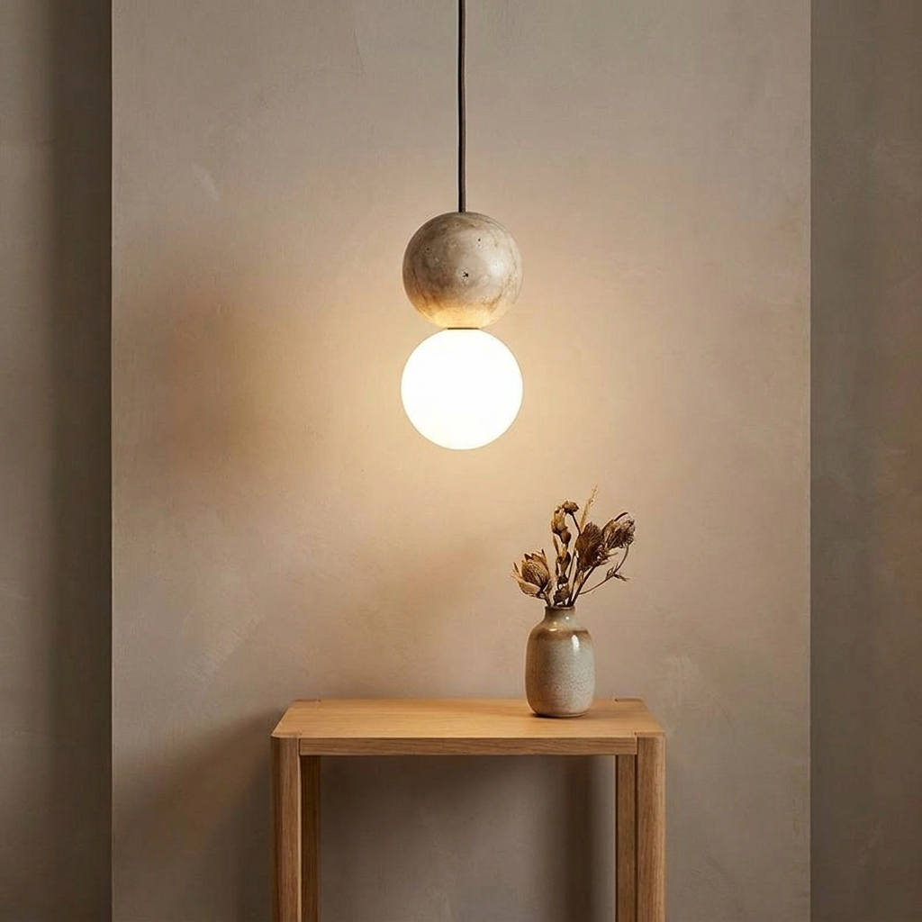 TERRA Sculptural Stone Orb Pendant Light Pendant Light TYFFI HOME