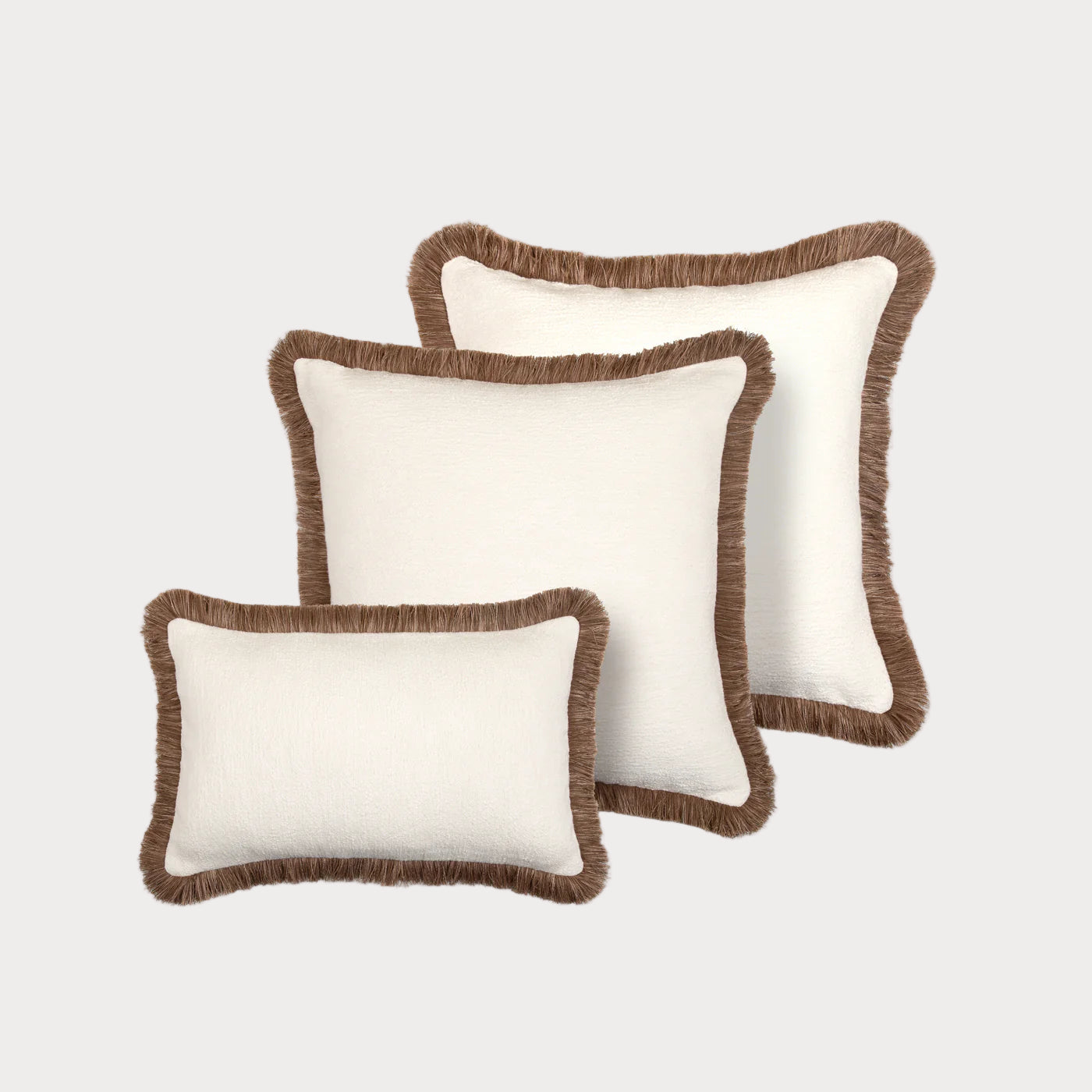 KENSINGTON | Brown Fringed Cream Boucle Cushion