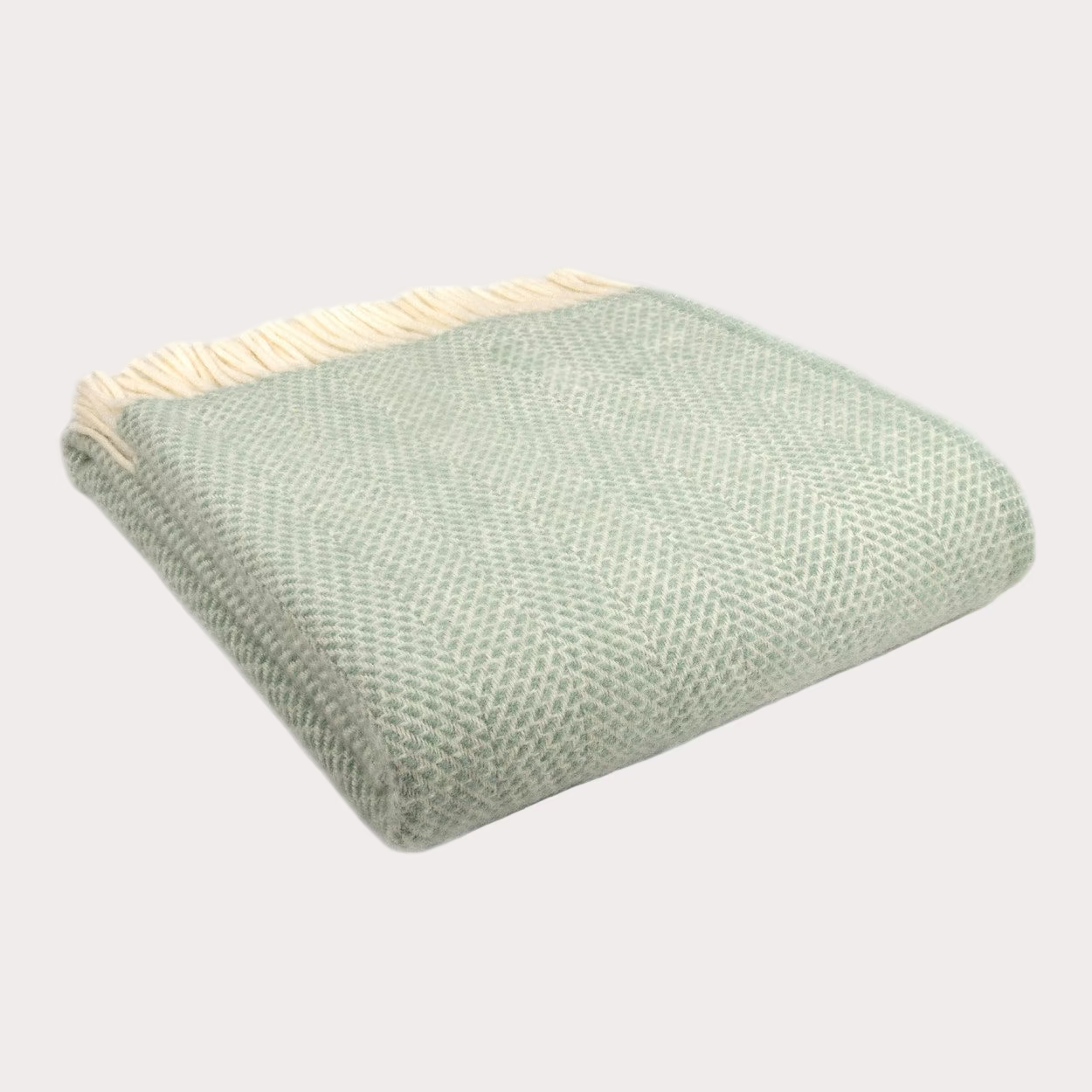 beehive blanket throw in ocean blue with ivory fringe